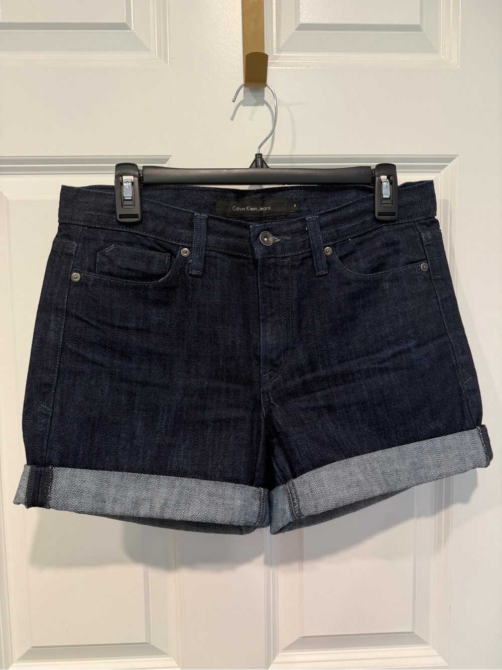 Calvin Klein Dark Blue Rolled Cuff Denim Shorts